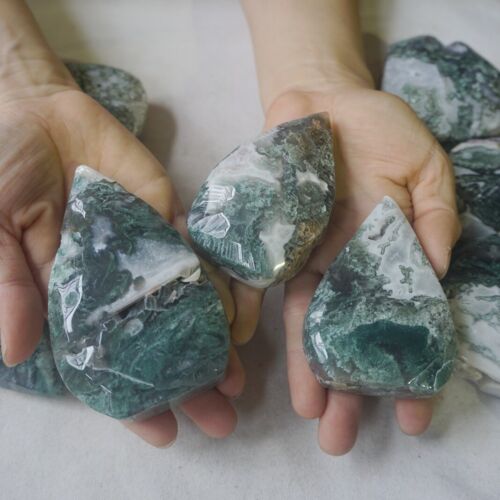 5KG 11LB 20Pcs Natural Moss Agate Carnelian Quartz Palm Stone Point Flame Healing