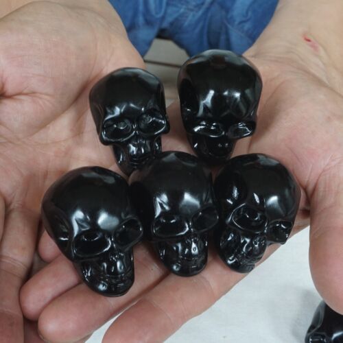 20Pcs 3.2LB Small Natural Obsidian Quartz Crystal Skull Head Carving Healing