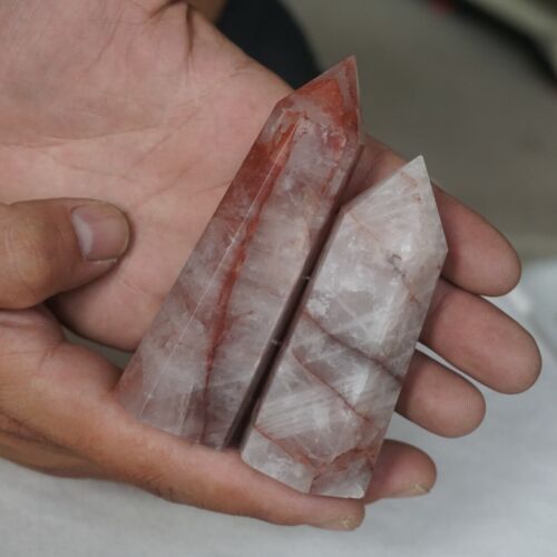 2kg 4.4LB 12Pcs Natural Red Hematoid Quartz Crystal Gem Stone Point Tower Healing