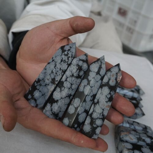 5KG 90Pcs Natural Snowflake Obsidian Quartz Crystal Points Tower Obelisk Healing Bulk