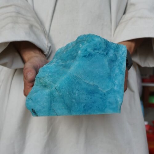 6.1kg 13.5LB 8.5" Rare Blue Lazulite Gem Quartz Crystal Cut from Rough Stones Tibet