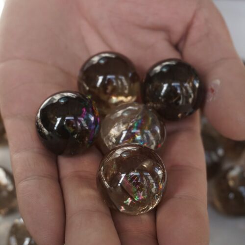 2.5KG 100Pcs Natural Rainbow Smokey Clear Quartz Crystal Sphere Ball Healing 23-27mm