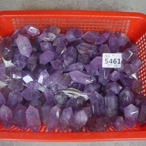 2KG 60Pcs 4.4LB Natural Purple Amethyst Quartz Crystal Double Point Wand Healing