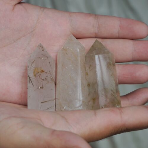 1KG 2.2LB 23Pcs Natural Gold Hair Rutile Quartz Crystal Point Tower Polished Healing