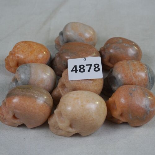 20Pcs 8.2LB 3.8KG Natural Sunstone Quartz Crystal Skull Carving Head Sculpture Healing