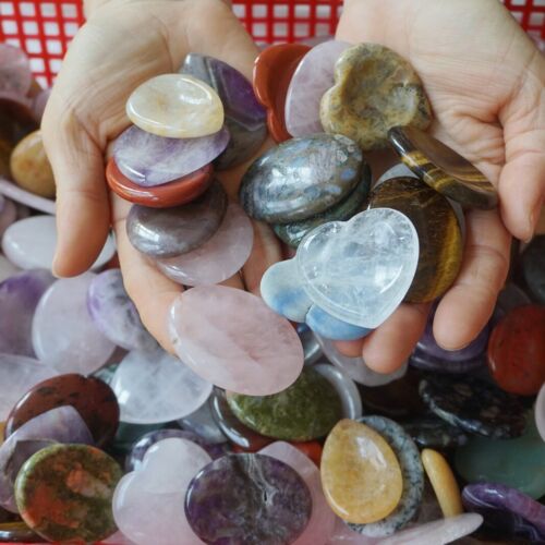 2KG 4.4LB 100Pcs Cute Quartz Crystal Jasper Decompression Mixed Worry Stones Healing