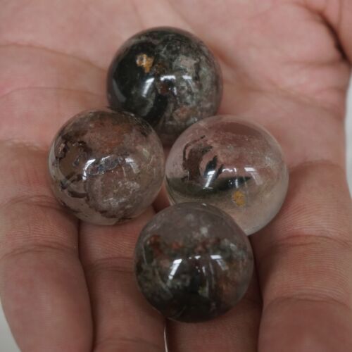 2KG 100Pcs Natural Phantom Ghost Clear Quartz Crystal Sphere Ball Healing 20-28mm 