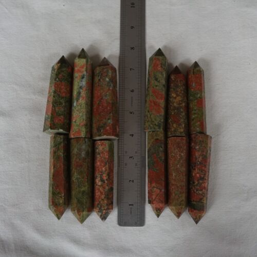 2kg 24Pcs 4.4LB Natural Unakite Epidote Jasper Crystal Reiki Wicca Point Tower Healing