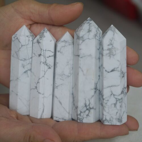 24Pcs 2KG 4.4LB Natural White Howlite Crystal Point Tower Obelisk Polished Healing