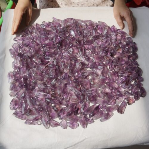 11LB 270Pcs Raw Natural Purple Amethyst Quartz Crystal Tumbled Healing Bulk