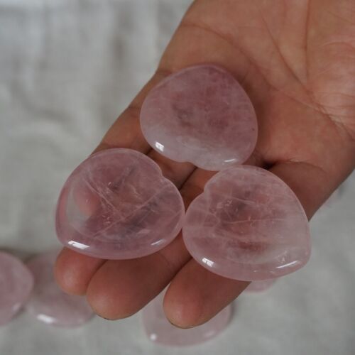 50Pcs 0.7kg Natural Rose Quartz Crystal Love Heart Decompression Stone Worry Stone Healing