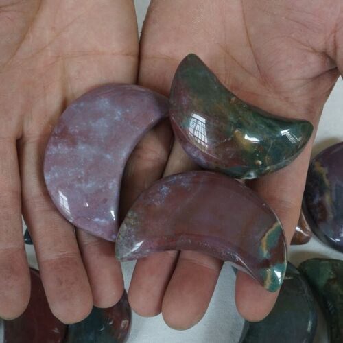 2KG 4.4LB 34Pcs Natural Ocean Jasper Onyx Quartz Crystal moon Carved Healing Bulk