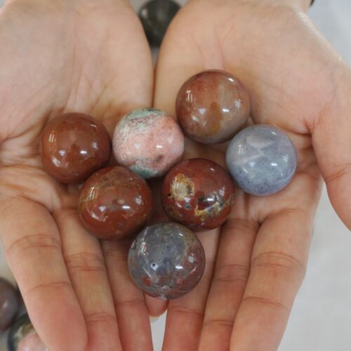 1KG 2.2LB 33Pcs Natural Ocean Jasper Onyx Quartz Crystal Sphere Ball Healing 26-29mm