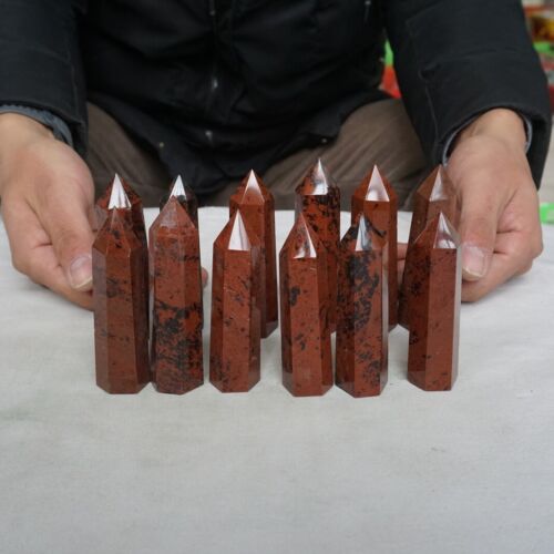 2kg 24Pcs 4.4LB Natural Mahogany Obsidian Quartz Crystal Point Tower Obelisk Healing