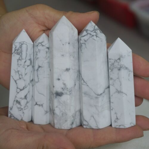 24Pcs 2KG 4.4LB Natural White Howlite Crystal Point Tower Obelisk Polished Healing