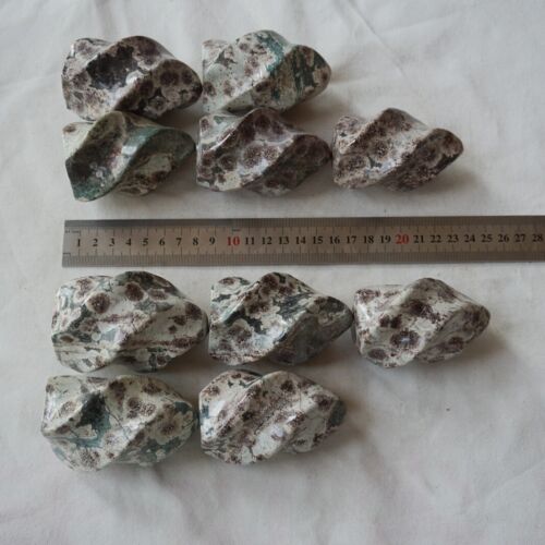 2.2KG 4.9LB 10Pcs Natural Green Sakura Jasper Crystal Flame Point Carved Healing