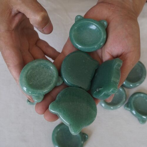 20Pcs 2.4LB Green Aventurine Jasper Crystal Thumb Bowl Decompression Stone Bulk