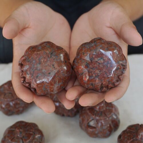 5.5LB 10Pcs Natural Red Katophorite Jasper Crystal Carving Pumpkin Lantern Healing Whloesales