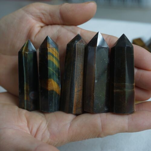 2KG 4.4LB 78Pcs Smaller Natural Blue Yellow Tiger Eye Quartz Crystal Point Tower Healing