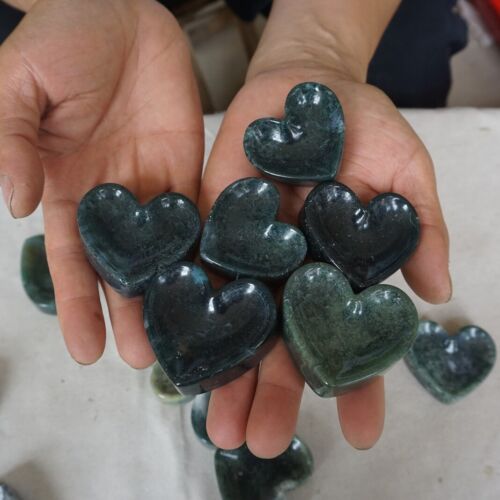 1KG 2.2LB 17Pcs Natural Moss Agate Carnelian Quartz Crystal Heart Palm Bowl Healing