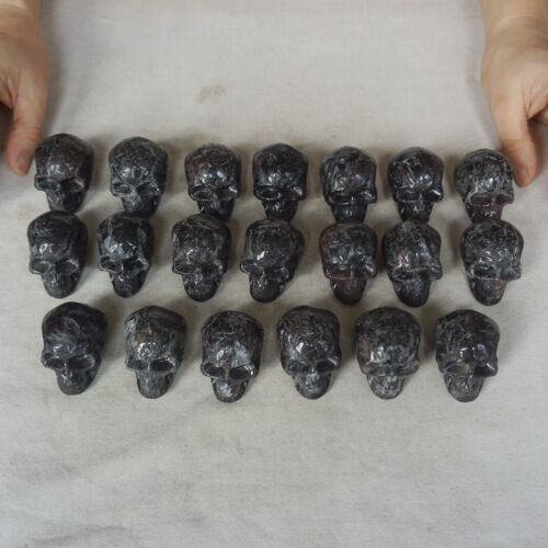 4.2LB 20Pcs 1.9kg Astrophylite Garnet Blue Flashes Crystal Skull Carving Head Healing 5cm