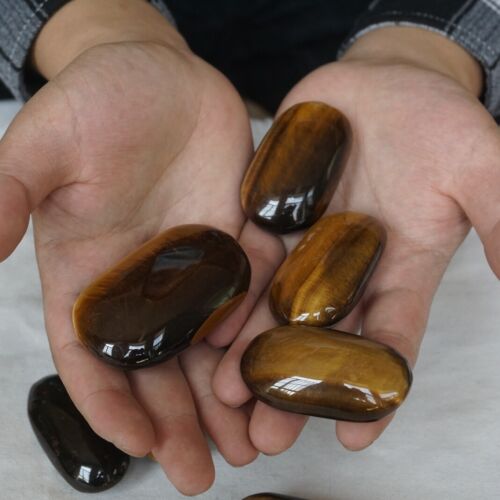 2KG 4.4LB 28Pcs Natural Tiger Eye Quartz Crystal Palm Stones Tumbled Healing