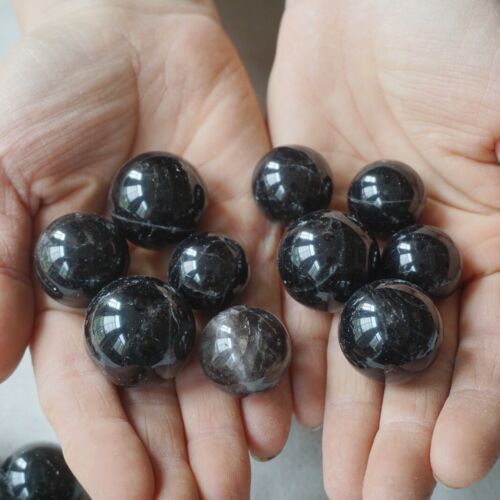 2.2LB 50Pcs Natural Black Dark Smoke Quartz Crystal Sphere Ball Polished Healing