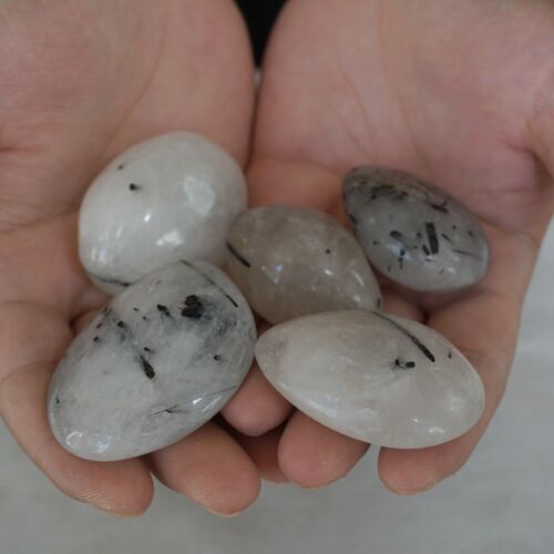 5kg 11LB 100Pcs Natural Black Hair Tourmaline Quartz Crystal Palm Stone Healing Bulk