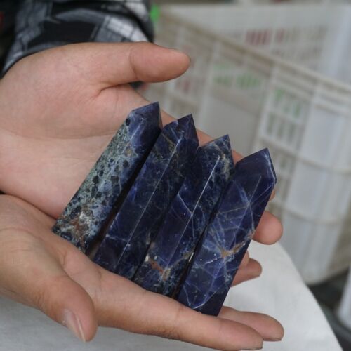 5KG 11LB 75Pcs Natural Blue Sodalite Crystal Point Tower Obelisk Polished Healing