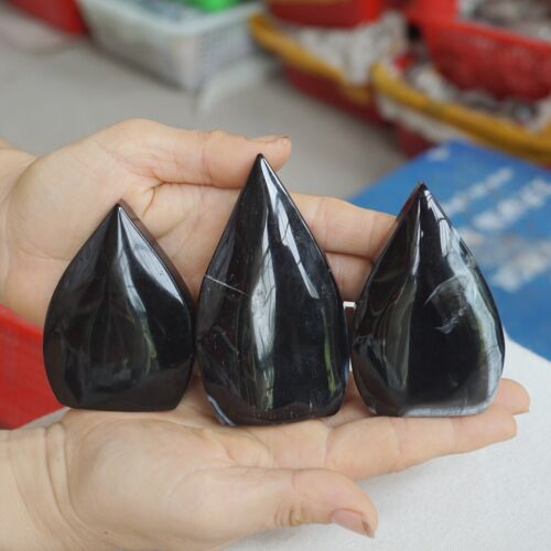 2.8KG 6LB 20Pcs Natural Black Carnelian Agate Crystal Point Flame Palm Stone Healing