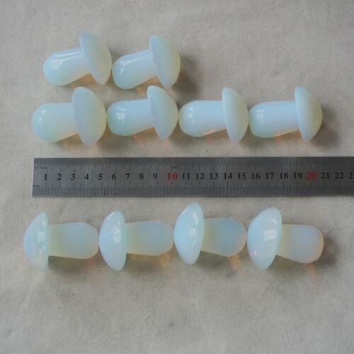 1.4KG 20Pcs 3LB White Opal Opalite Quartz Crystal Mushroom Carving Palm Healing 5cm