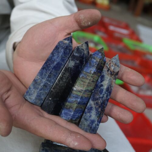 2KG 20Pcs 4.4LB Natural Blue Sodalite Crystal Point Tower Obelisk Polished Healing