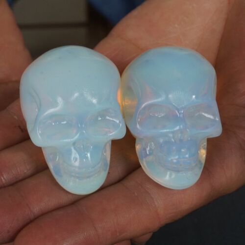 20Pcs 1.5KG 3.2LB White Opal Opalite Quartz Crystal Skull Head Carving Healing Bulk