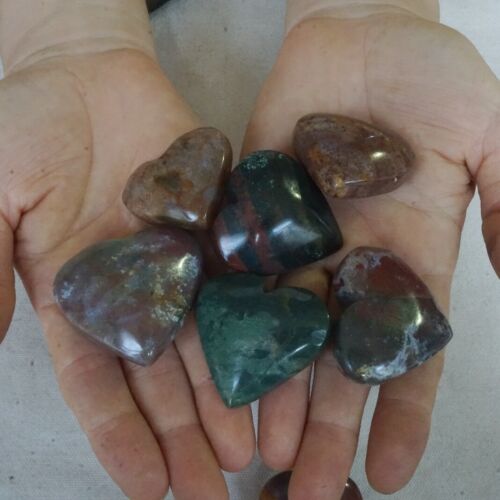 2KG 4.4LB 50Pcs Natural Ocean Jasper Onyx Quartz Crystal Love Heart Healing Bulk