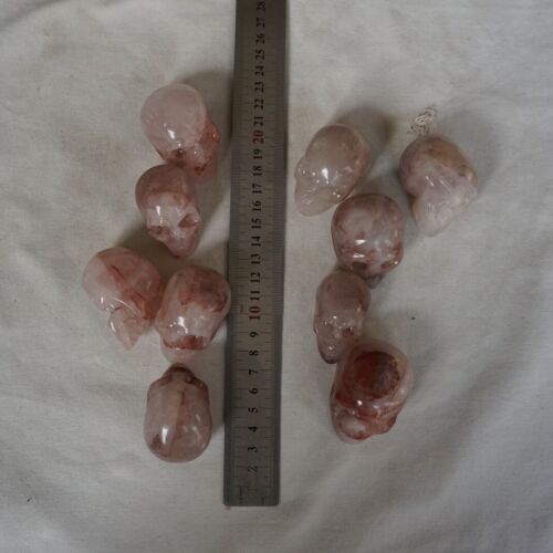 20 Pieces 1.8kg Small Natural Red Hematoid Quartz Crystal Skull Carving Head Healing