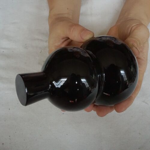 5 Pieces 4.2KG 4.8" Natural Black Obsidian Quartz Crystal Luck Gourd Carving Healing 12cm