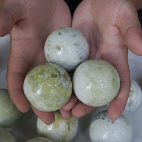 5kg 11LB 25Pcs Natural Serpentine Jade Crystal Sphere Ball Liaoning Province China