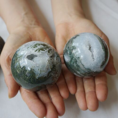 5KG 11LB 14Pcs Natural Moss Agate Carnelian Quartz Crystal Geode Sphere Ball Healing