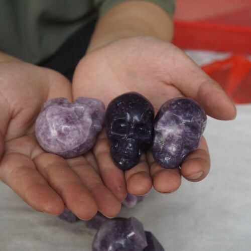 20Pcs 1.9KG 2" Natural Purple Mica Lepidolite Crystal Skull Carving Healing Africa Bulk