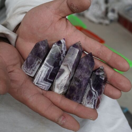 28Pcs 2kg 4.4LB Natural Phantom Chevron Amethyst Quartz Crystal Point Tower Healing