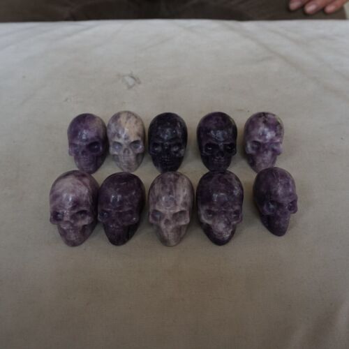 10 Pieces Small Natural Purple Mica Lepidolite Crystal Skull Healing Africa