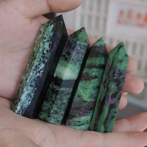 2kg 4.4LB 20Pcs Natural Green Ruby Zoisite Gem Stone Crystal Point Tower Healing