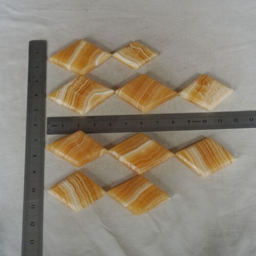 2.6KG 5.6LB 20Pcs Natural Yellow Banded Calcite Rhombus Crystal Palm Stone Healing