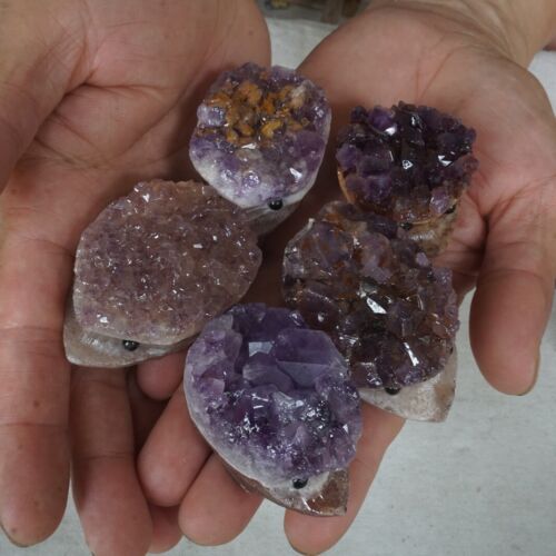 20 Pieces Natural Amethyst Quartz Crystal Cluster hedgehog Carved Healing