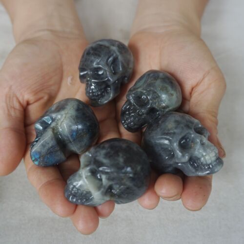 3LB 20Pcs Small Natural Rainbow Labradorite Quartz Crystal Skull Carving Head Healing