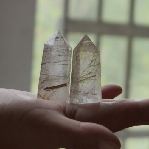 1KG 2.2LB 23Pcs Natural Gold Hair Rutile Quartz Crystal Point Tower Polished Healing