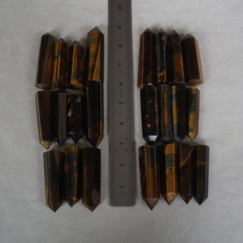 2KG 4.4LB 46Pcs Natural Blue Yellow Tiger Eye Quartz Crystal Point Tower Healing