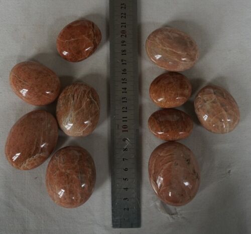 2kg  4.4LB 20Pcs Natural Orange Moonstone Crystal Palm Stones Healing Madagascar Bulk