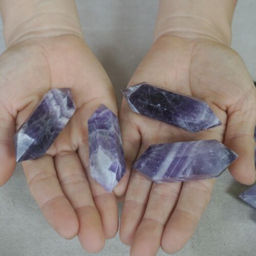 2KG 4.4LB 50Pcs Natural Phantom Chevron Amethyst Crystal Double Point Wand Healing