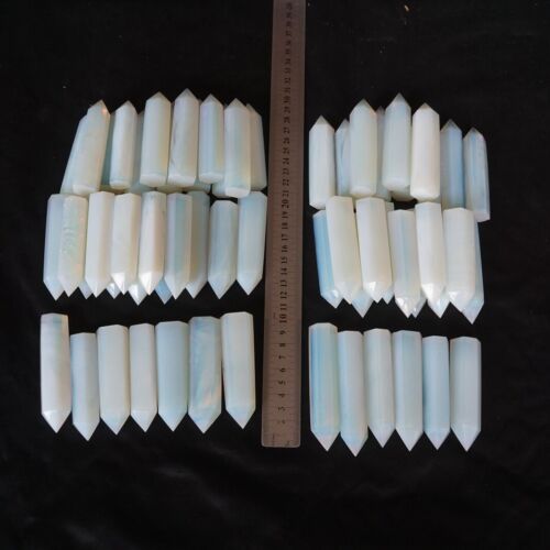 9LB 60Pcs White Manmade Opal Crystal Gem Stone Point Tower Healing Angel Skin